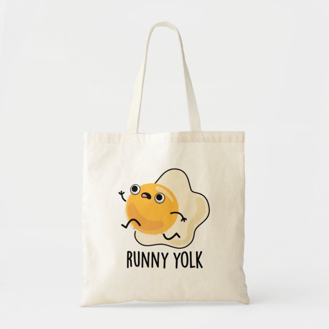 Runny Yolk Funny Food Egg Pun Tote Bag (Front)