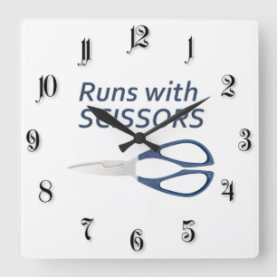 Runs with scissors square wall clock