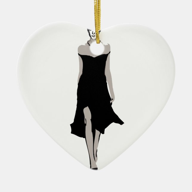 Runway model in designer outfit ceramic ornament (Front)