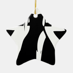 Runway model in fashionable gown ceramic tree decoration