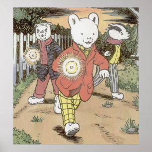Rupert Bear Bill Badger and Algy Pug Poster
