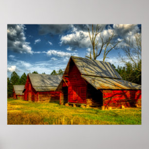 Rural America Red Barn Poster