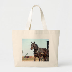 Rural Amish Horse and Buggy Large Tote Bag