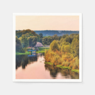 Rural Autumn Landscape Paper Napkin