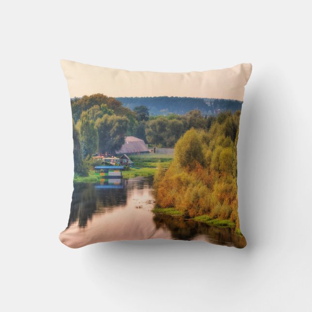 Rural Autumn Landscape Throw Pillow (Front)