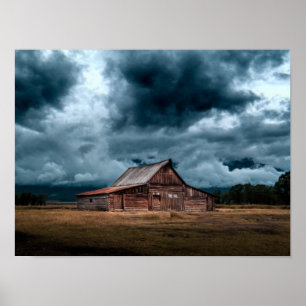 Rural Country Cabin During Storm Poster