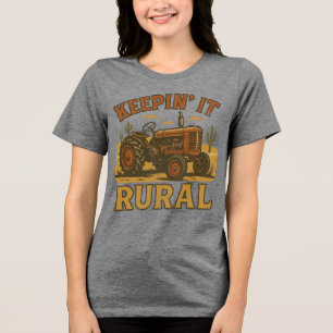 Rural Country Tractor Tri-Blend Shirt