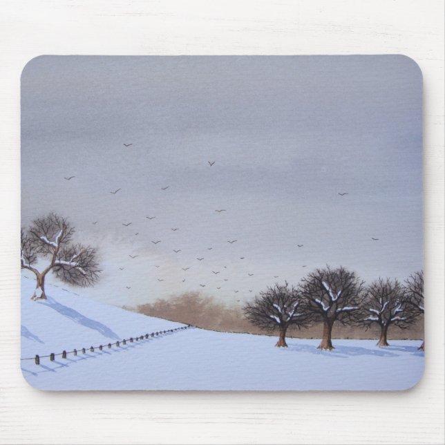 rural countryside landscape snow scene art mouse pad (Front)