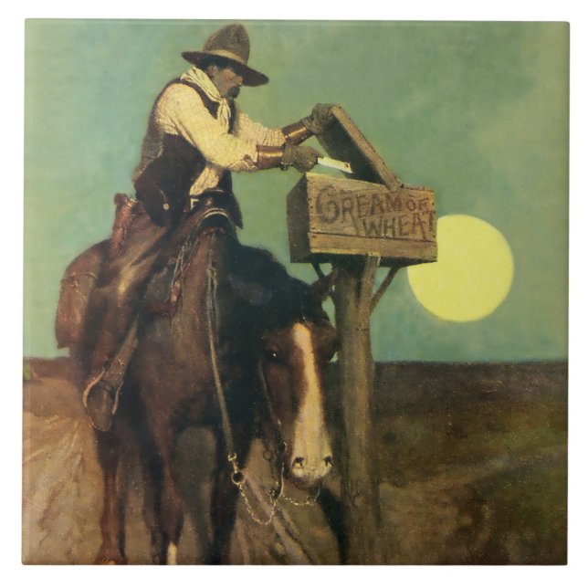 “Rural Delivery” Western Art by NC Wyeth Ceramic Tile (Front)