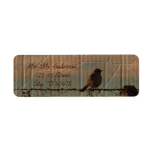 Rural Farm fence bird western barn wedding Return Address Label