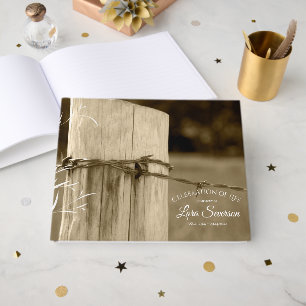 Rural Farm Fence Post Celebration of Life Memorial Guest Book