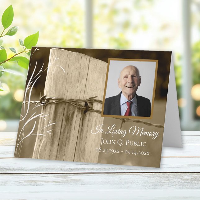 Rural Farm Fence Post Funeral Memorial Sympathy Thank You Card (Creator Uploaded)