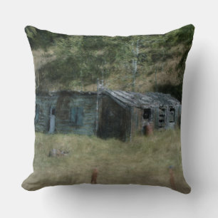 Rural Farm Outbuildings Impressionist Art Cushion