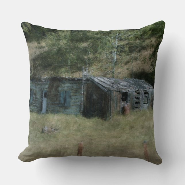 Rural Farm Outbuildings Impressionist Art Cushion (Front)