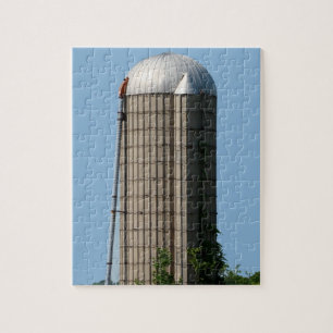 Rural Farm Silo in Blue Sky Jigsaw Puzzle