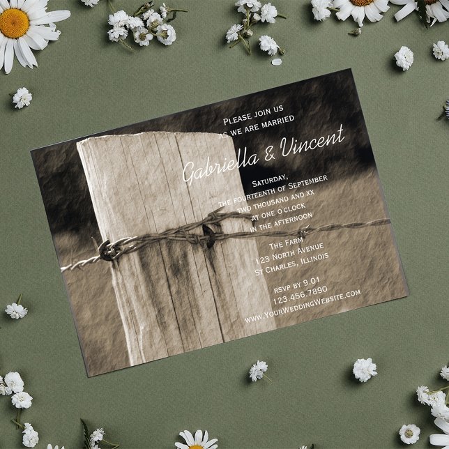 Rural Fence Post Country Farm Wedding Invitation (Creator Uploaded)