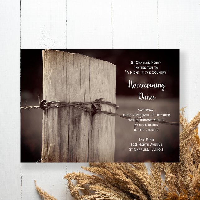 Rural Fence Post Country Homecoming Dance Invitation (Creator Uploaded)