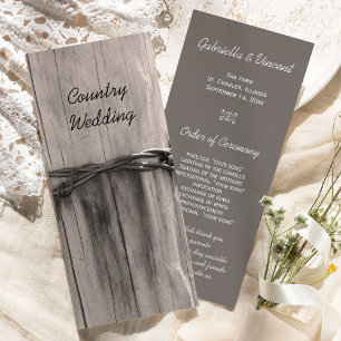 Rural Fence Post Country Ranch Wedding Program