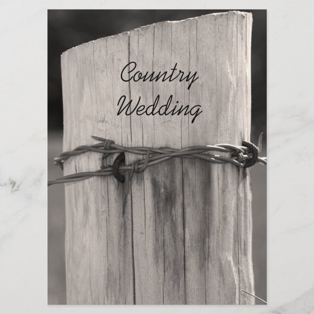 Rural Fence Post Country Wedding Program (Front)