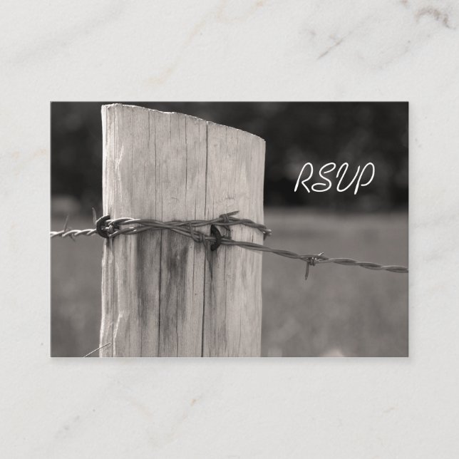 Rural Fence Post Country Wedding RSVP Card (Front)
