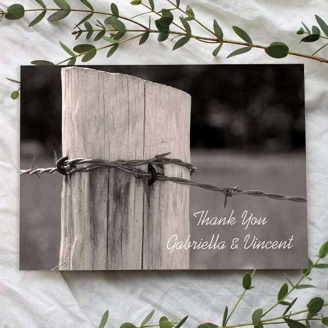 Rural Fence Post Country Wedding Thank You Note (Creator Uploaded)