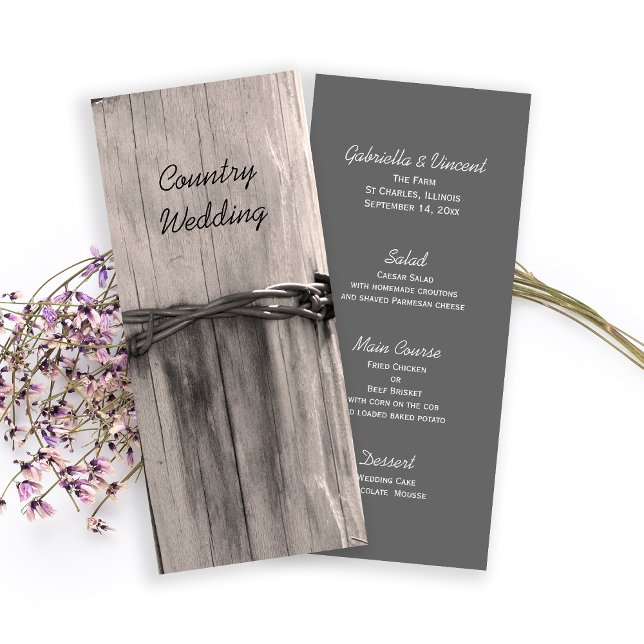 Rural Fence Post Country Western Ranch Wedding  Menu (Creator Uploaded)