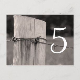 Rural Fence Post Farm Wedding Table Number Postcard