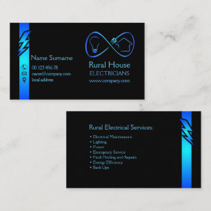 Rural house electricians business card