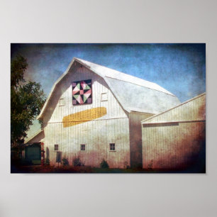 Rural Iowa Barn Corn and Quilt Poster