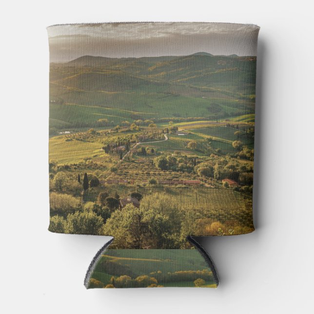 Rural Italian farmlands, Tuscany sunset. Can Cooler (Front)