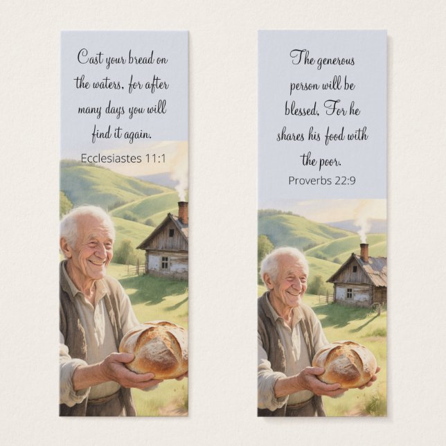 Rural landscape bookmark with motivating Bible (Front & Back)