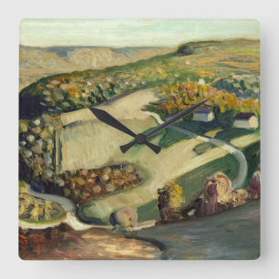Rural Landscape by Grant Wood Square Wall Clock