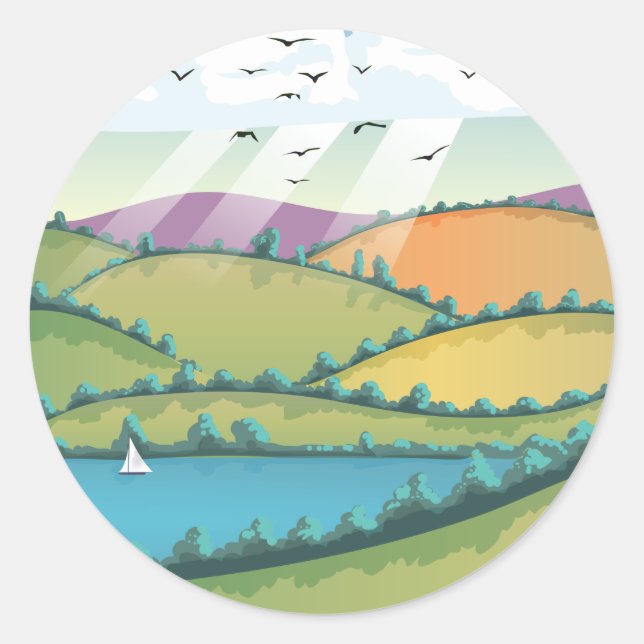Rural landscape. magnet classic round sticker (Front)