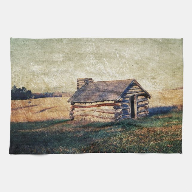 Rural Landscape prairie western country cabin Tea Towel (Horizontal)