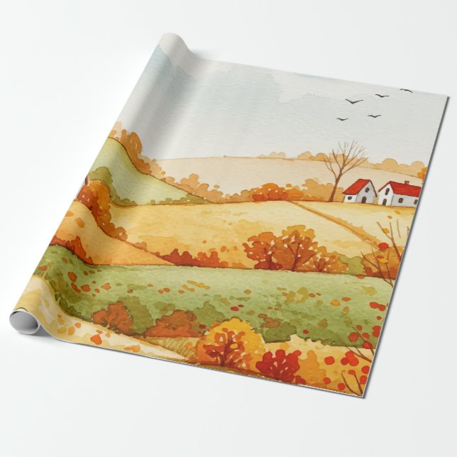 Rural landscape wrapping paper (Unrolled)