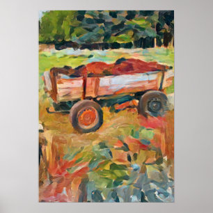  rural life manure cart, A.I. enhanced photo Poster