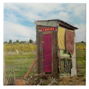 Rural - Outhouse - Free candies 1939 Ceramic Tile