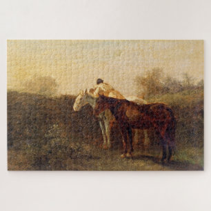 Rural Rendezvous (Romantic Kiss on Horseback) Jigsaw Puzzle
