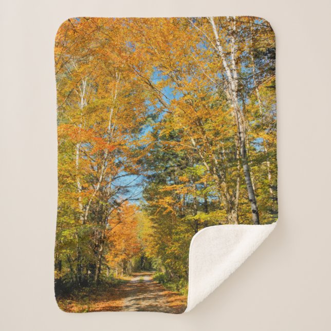 Rural Road Autumn Colours New Hampshire Sherpa Blanket (Front)