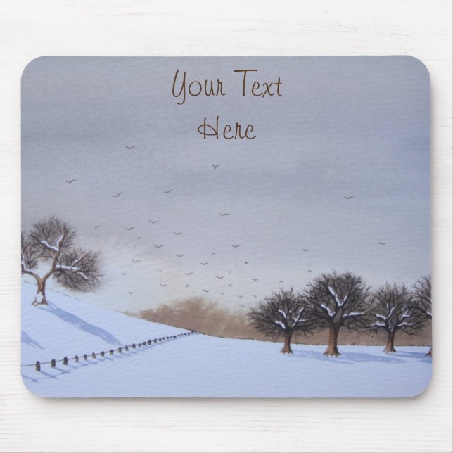 Rural rustic winter snow scene landscape mouse pad (Front)