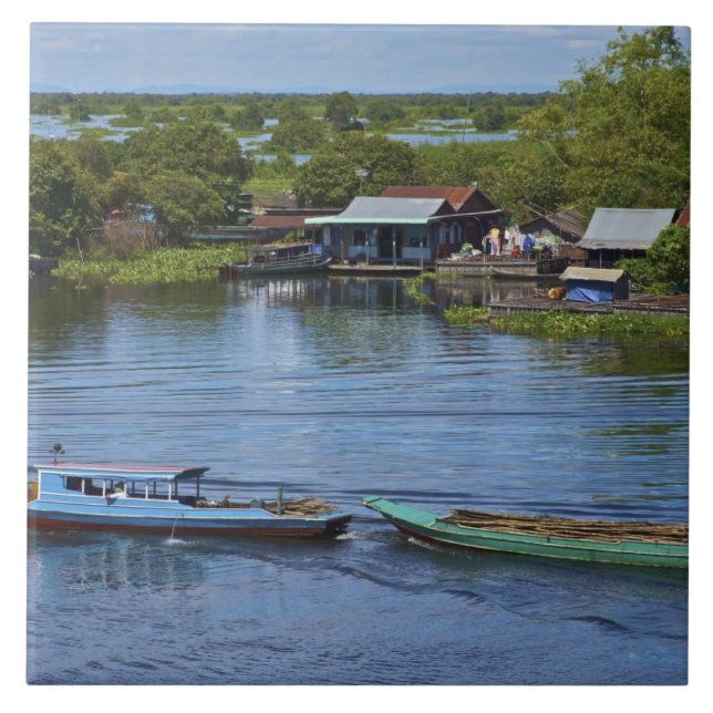 Rural scene, Tonle Sap Lake, Siem Reap, Angkor, Tile (Front)