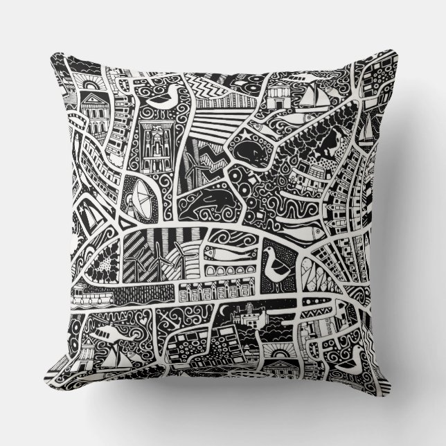 rural seaside living black cushion (Front)