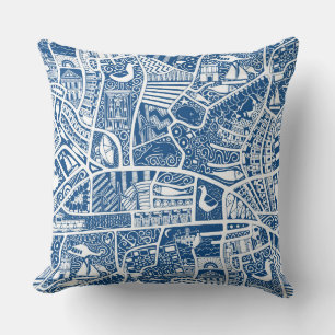 rural seaside living blue cushion