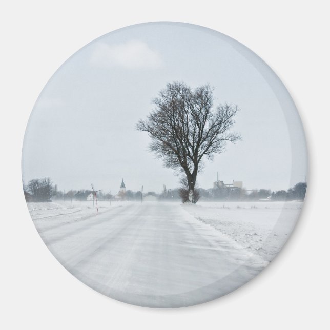 Rural winter road magnet (Front)