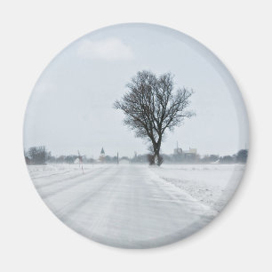 Rural winter road magnet