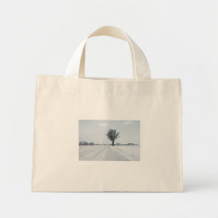Rural winter road mini tote bag