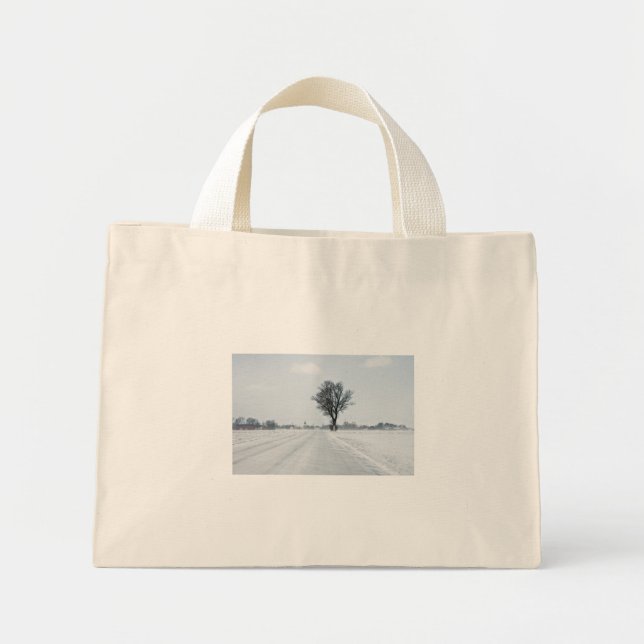 Rural winter road mini tote bag (Front)