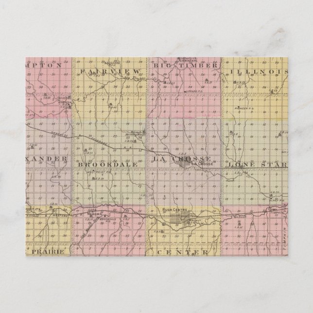 Rush County, Kansas Postcard (Front)