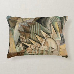Rush Hour, New York by Max Weber, Vintage Cubism Decorative Cushion