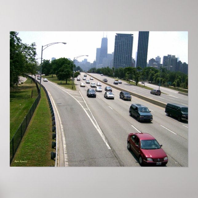 Rush Hour Traffic in Chicago Poster (Front)